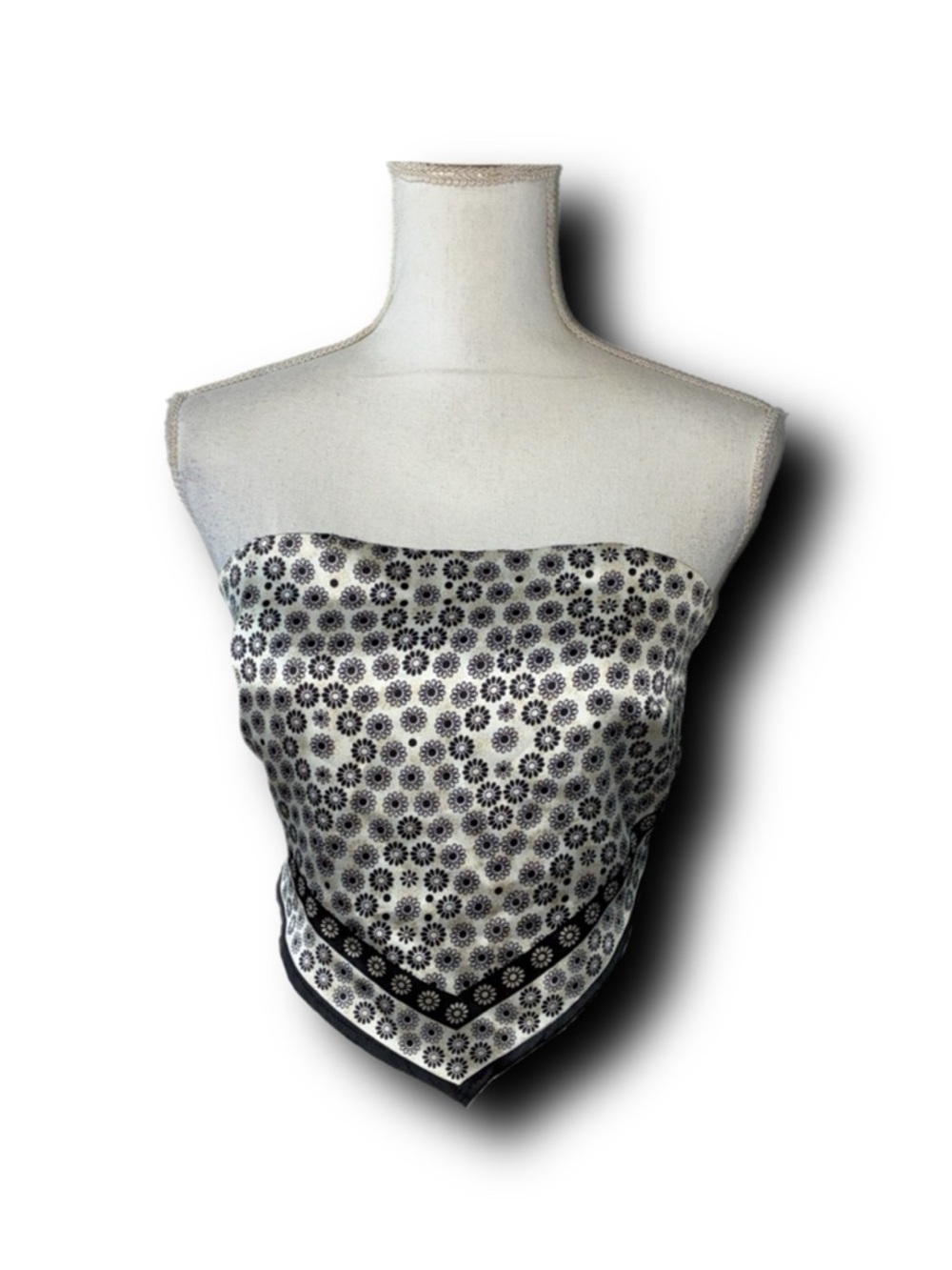 Garage Satin-Feel Black and White Bandana Tie-Back Festival Top Y2K Vibes